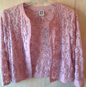 Anne Klein sheer pattern sweater. Rose 14